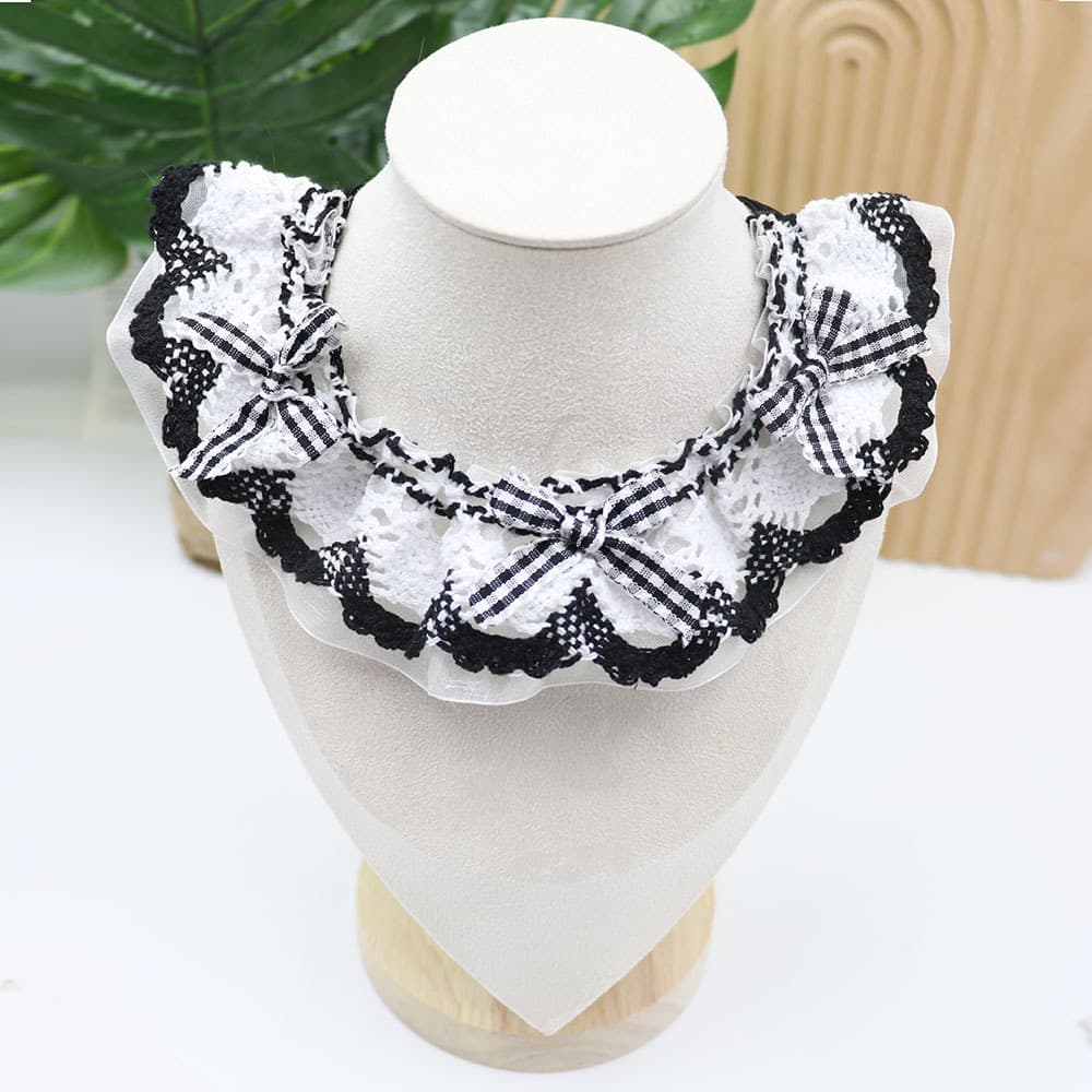 Little Bow Lace Scarf — Black, L