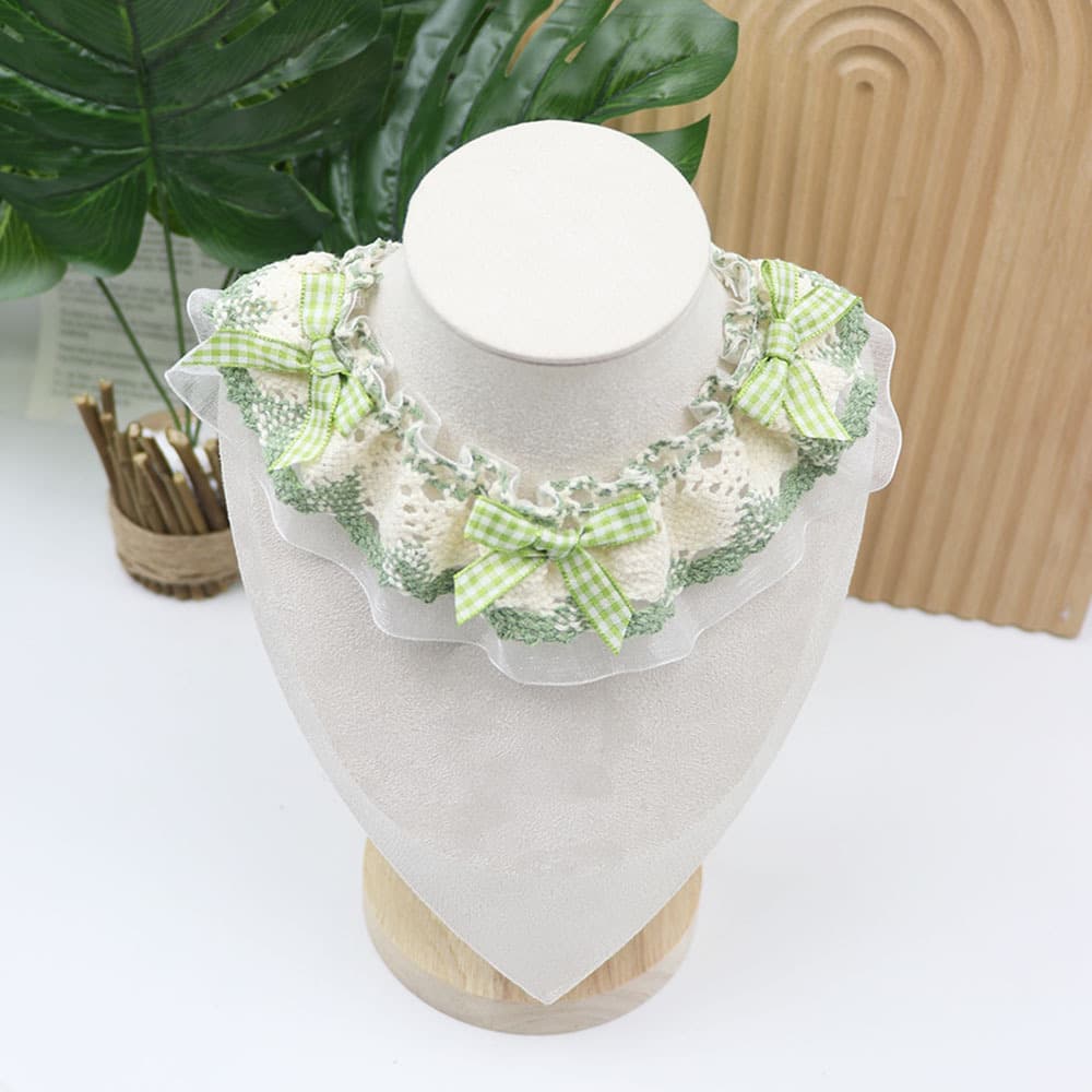Little Bow Lace Scarf — Green, M