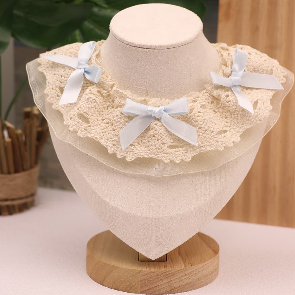 Little Bow Lace Scarf — Blue, S