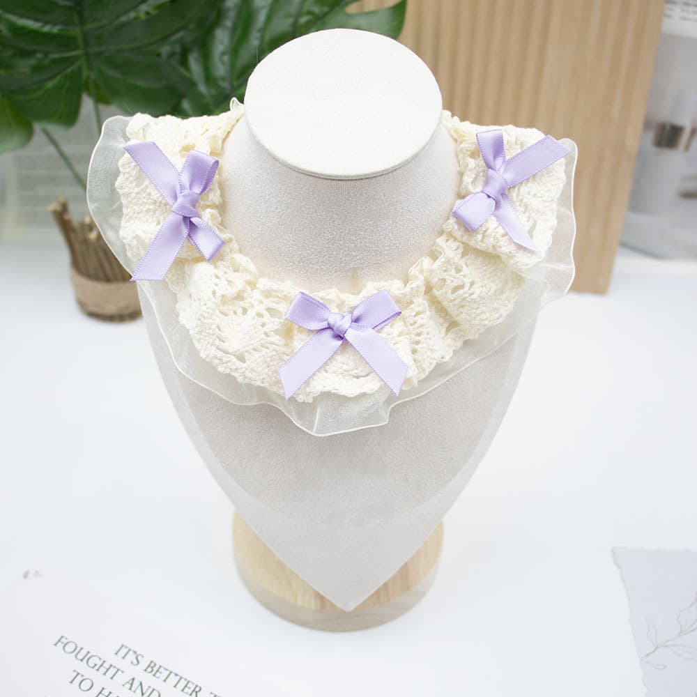 Little Bow Lace Scarf — Lilac, XS