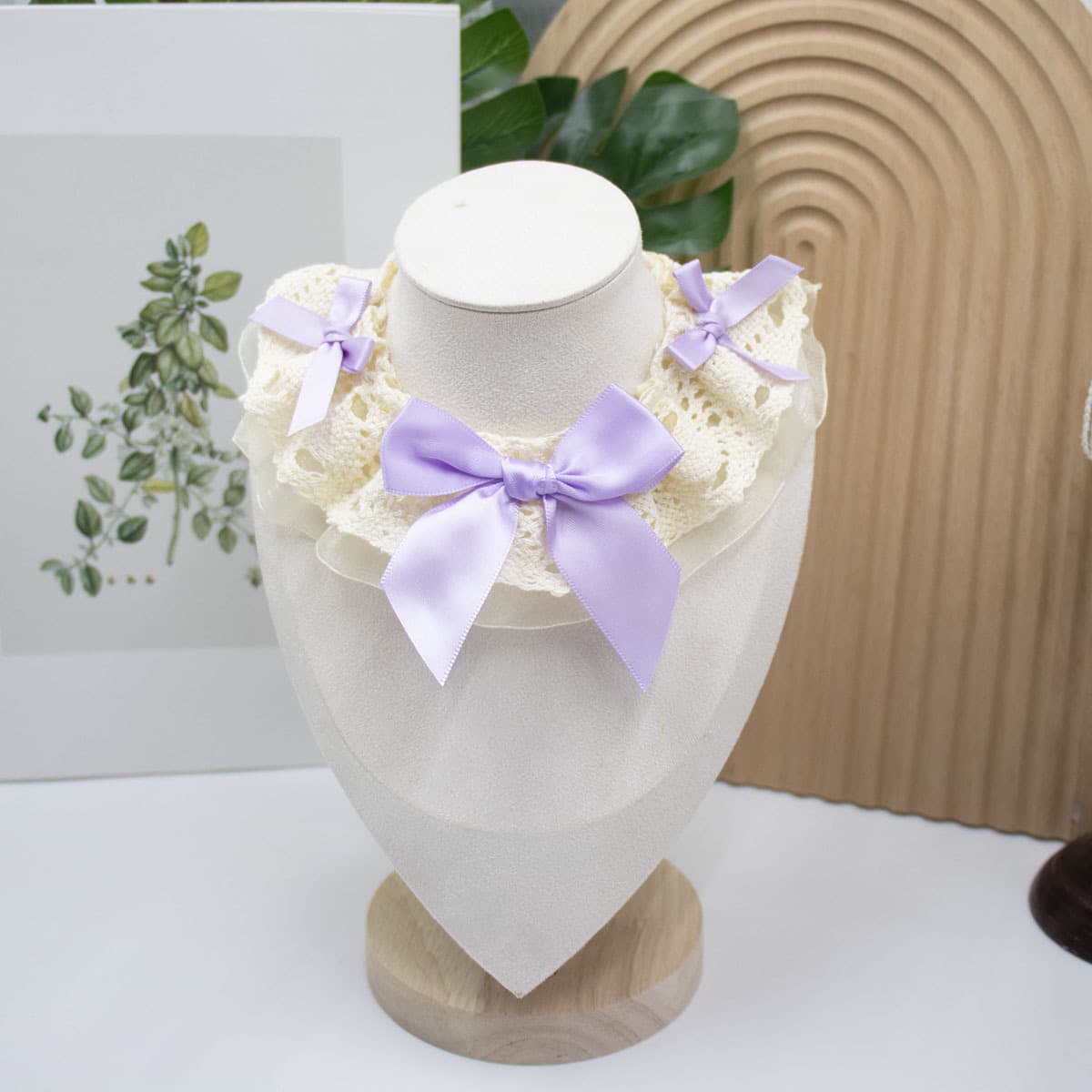 Big Bow Lace Scarf — Lilac, XS
