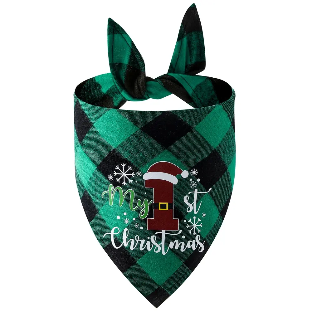 Christmas Check Bandana, Green Check · First Christmas Santa Hat