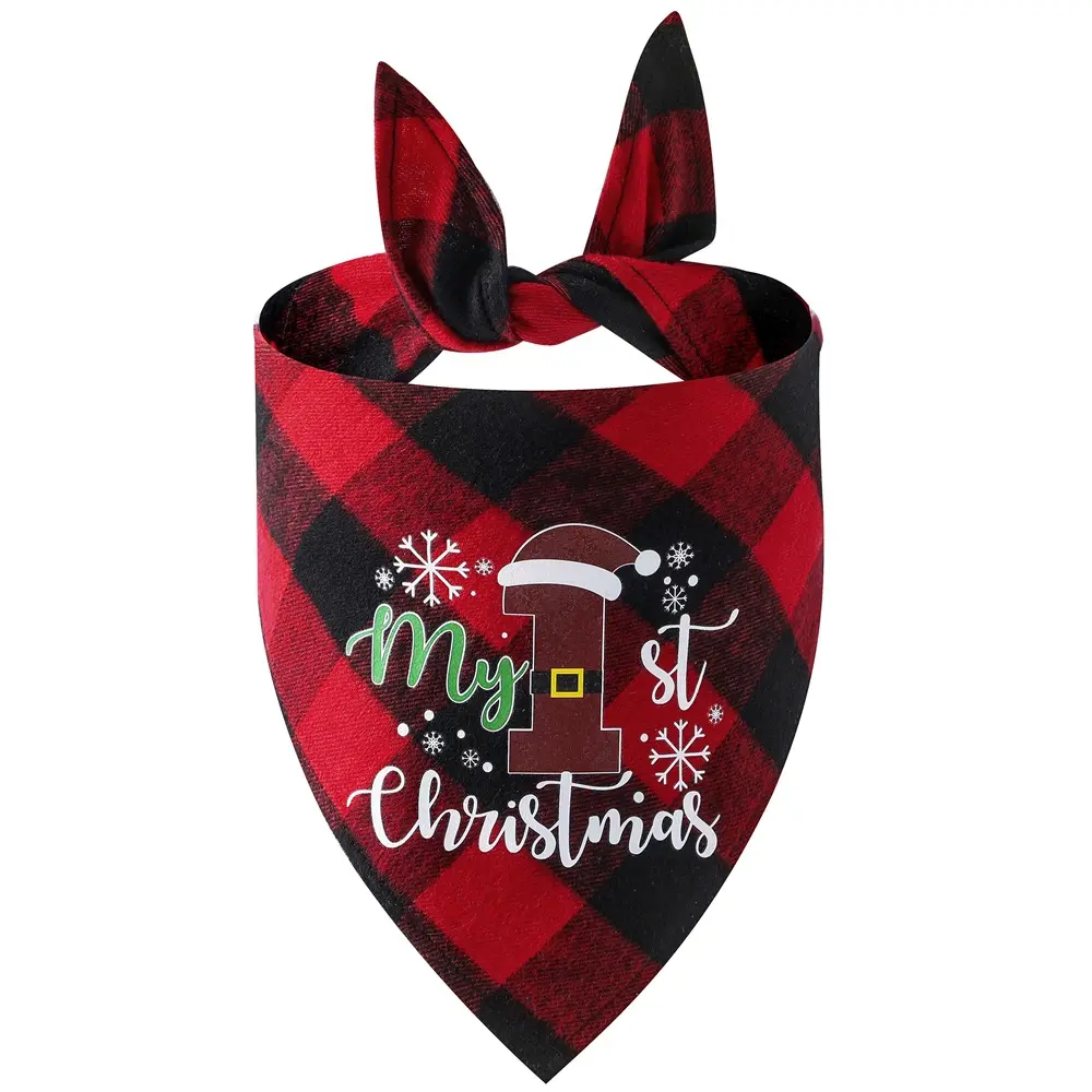 Christmas Check Bandana, Red Check · First Christmas Santa Hat