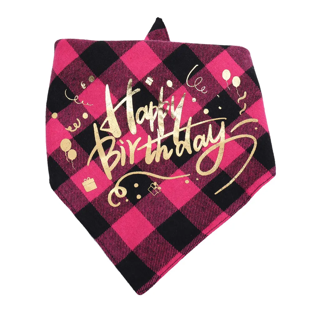 Happy Birthday Bandana, Pink Check
