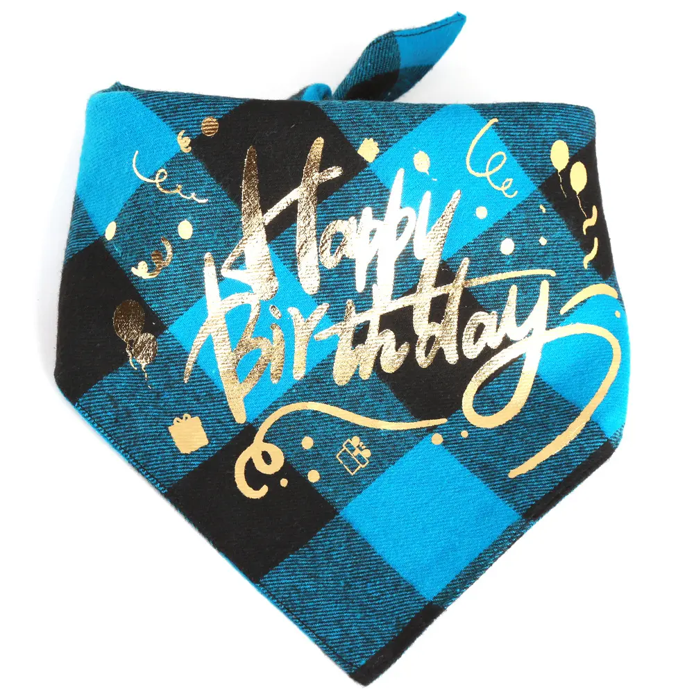 Happy Birthday Bandana, Turquoise Check