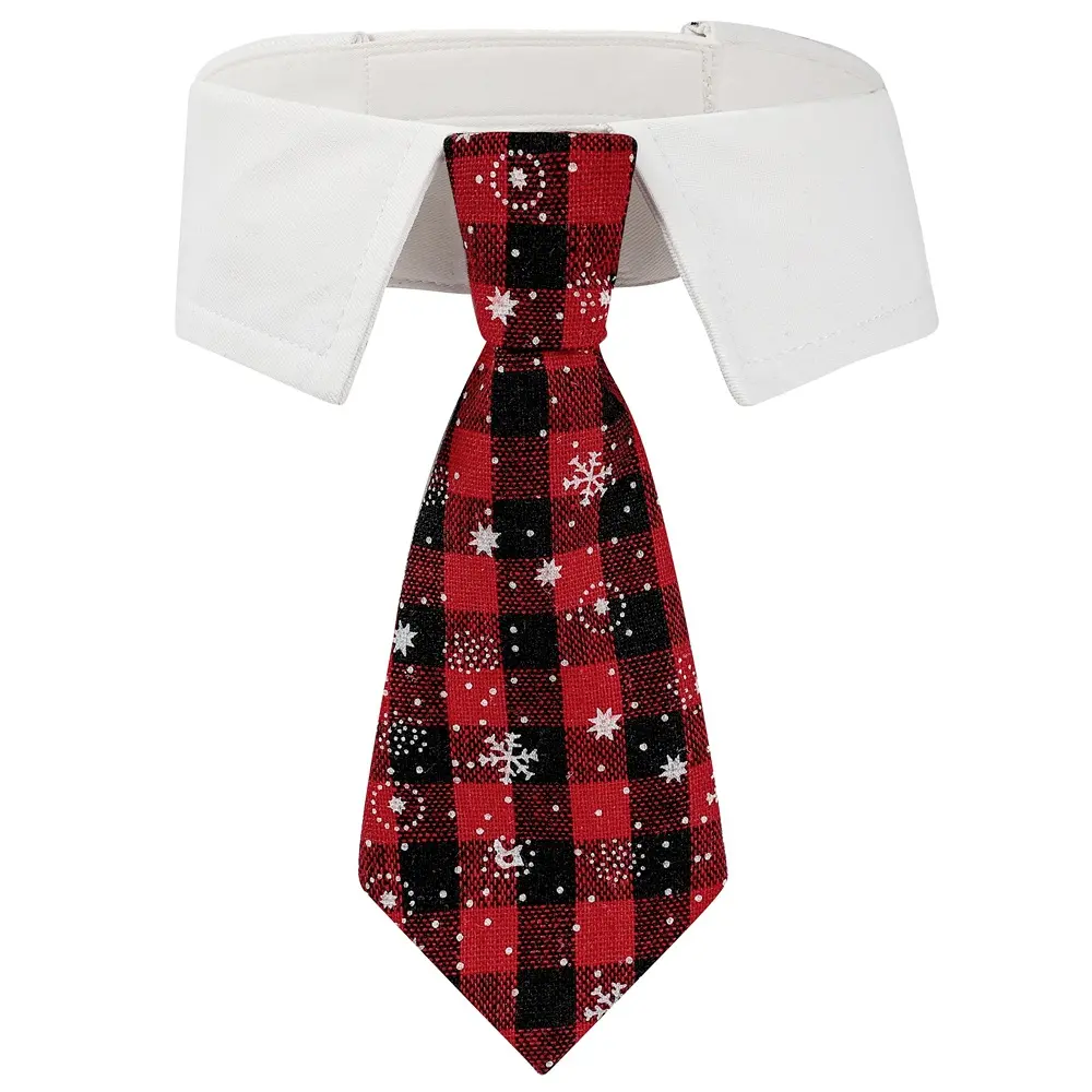 Christmas Collar Tie for Dogs & Cats — Red Check, M