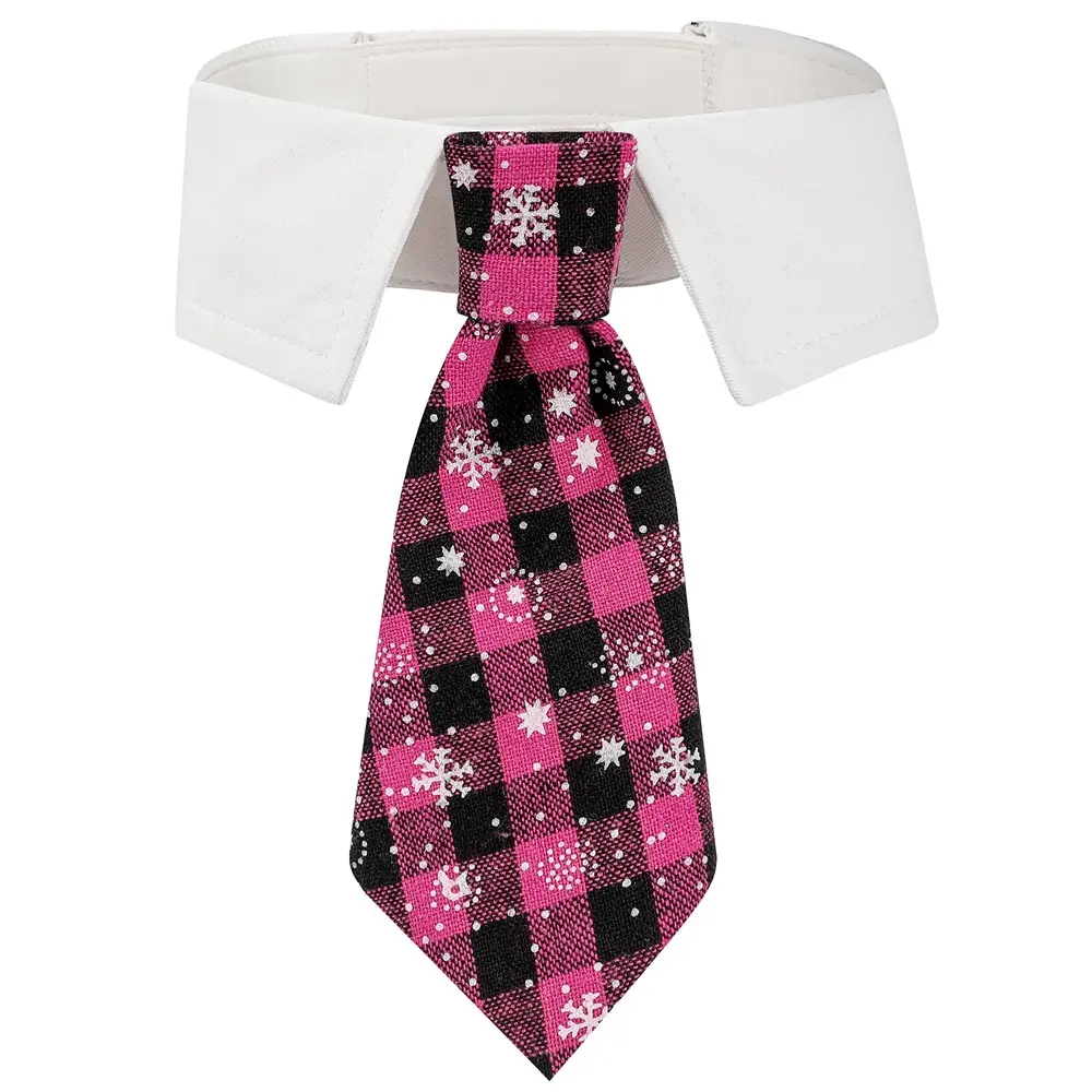 Christmas Collar Tie for Dogs & Cats — Pink Check, L