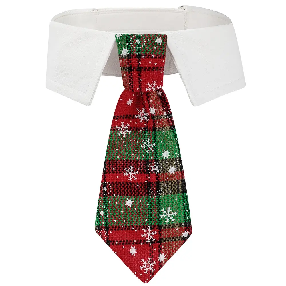 Christmas Collar Tie for Dogs & Cats — Holly Plaid, L