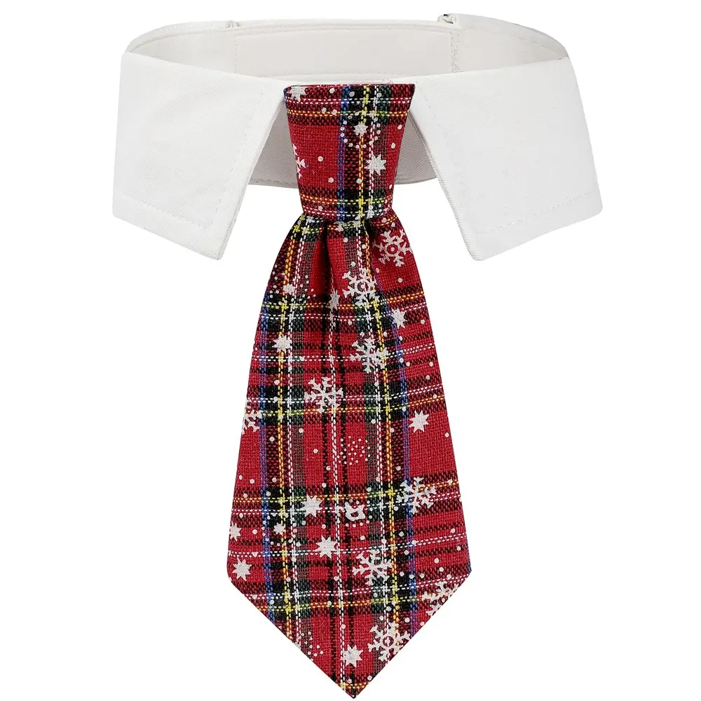 Christmas Collar Tie for Dogs & Cats — Red Tartan, L