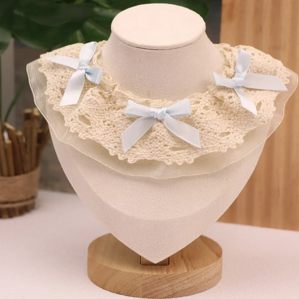 Little Bow Lace Scarf, Blue