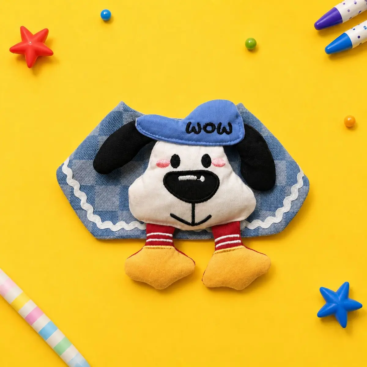 Wow Puppy Bib, Blue Check