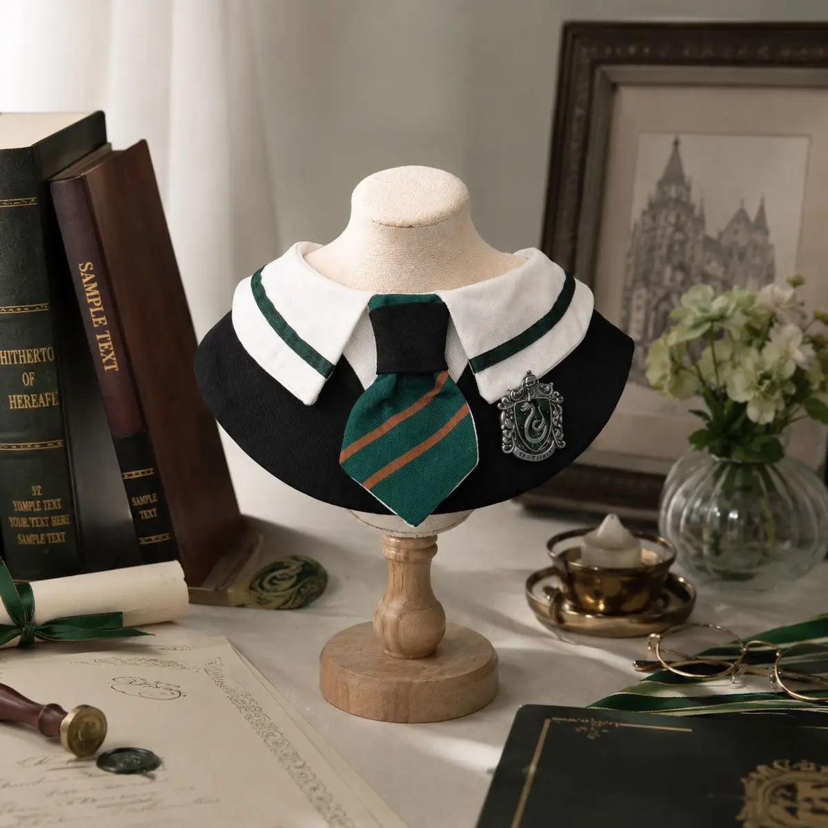 Wizard School Bib for Dogs & Cats — Slytherin, L