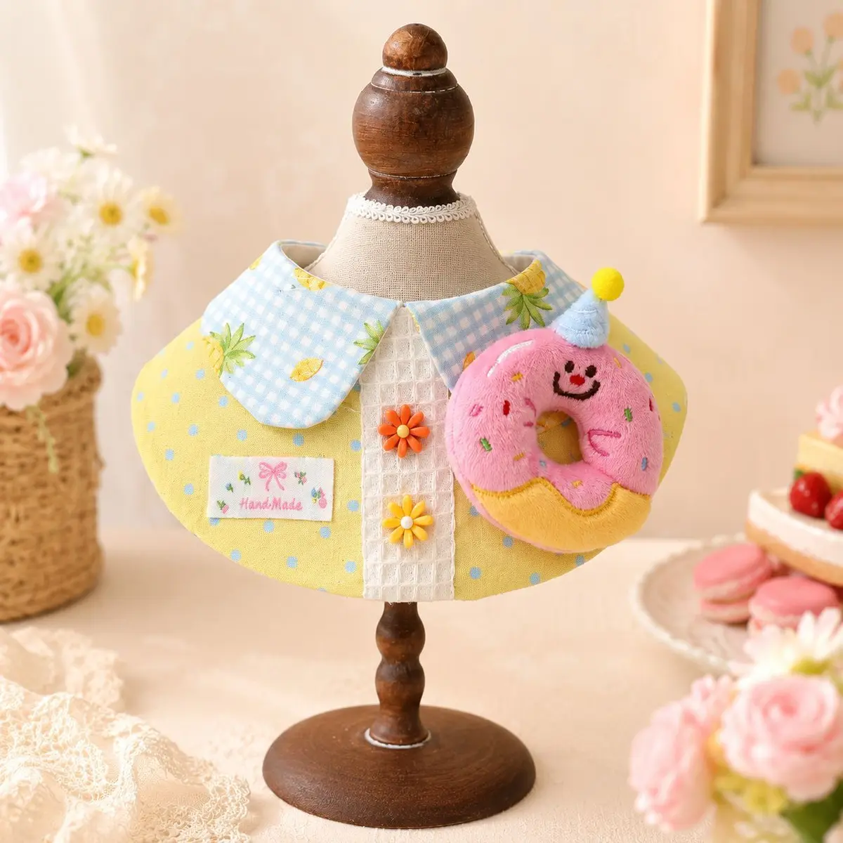 Donut Party Bib, Lemon Dot