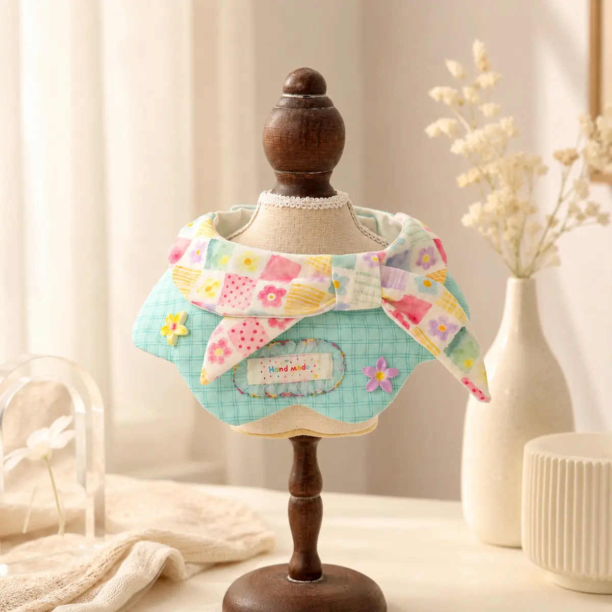 Spring Patchwork Bow Bib